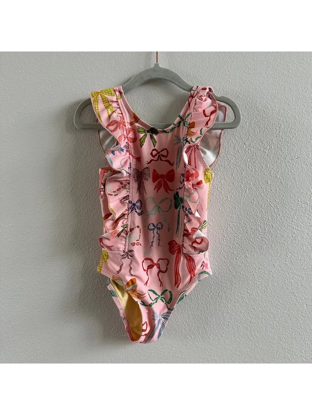 Pink chicken Bows Ruffle Swimsuit Size 3Y